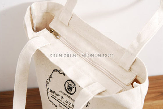 Segeltuch-Käufer-Taschen-Frauen-Tote For Cotton Grocery Zipper-Hand Eco freundliche wiederverwendbare
