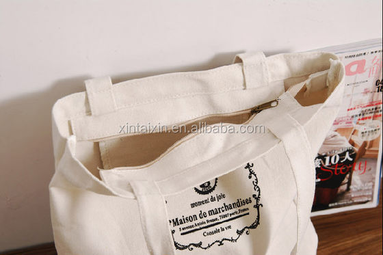 Segeltuch-Käufer-Taschen-Frauen-Tote For Cotton Grocery Zipper-Hand Eco freundliche wiederverwendbare