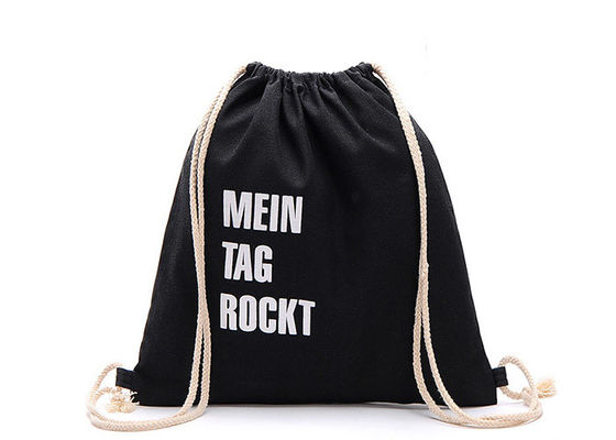 Qualität  Custom Logo Canvas Drawstring Bags Black Canvas Cinch Backpack For Men Fabrik