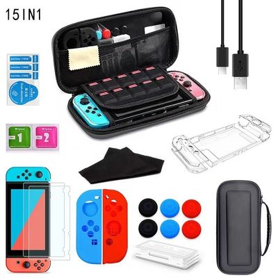 8 in 1 Spielzubehörsatz für Nintendo-Schalter-Reise-Tragekoffer-Zusatz-Kit Screen Protector Case Charging-Kabel