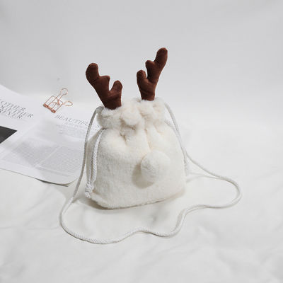 Luxusweihnachtszugschnur-Taschen-Winter-flaumige Ren-Geweih-Handtasche
