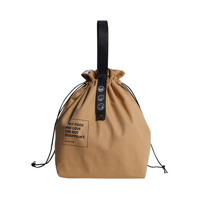 Kundengebundene Isolier-Bento Bag Wide Opening Canvas-Zugschnur-Mittagessen-Tasche