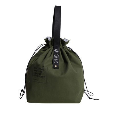 Kundengebundene Isolier-Bento Bag Wide Opening Canvas-Zugschnur-Mittagessen-Tasche