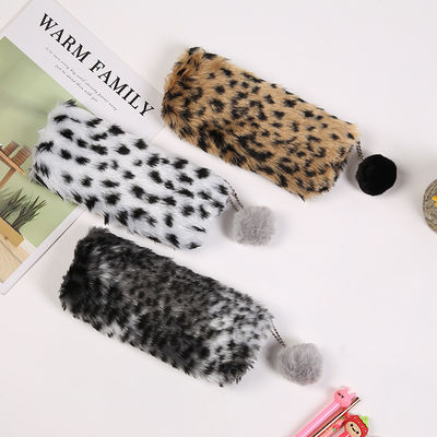 Kreativer Leopard-Druck-Plüsch-Bleistift-Kasten-netter Schultasche-Briefpapier Pencilcase-Mädchen-Schulbedarf-Student Storage Bag