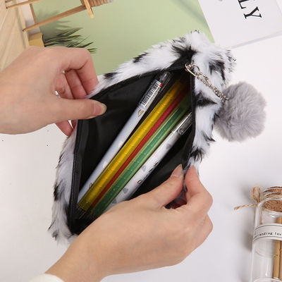 Kreativer Leopard-Druck-Plüsch-Bleistift-Kasten-netter Schultasche-Briefpapier Pencilcase-Mädchen-Schulbedarf-Student Storage Bag