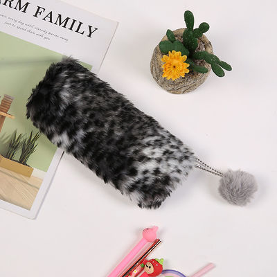 Kreativer Leopard-Druck-Plüsch-Bleistift-Kasten-netter Schultasche-Briefpapier Pencilcase-Mädchen-Schulbedarf-Student Storage Bag