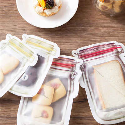 Fabrikpreis-Mason Jar Shape Storage Bags-Imbiss-Süßigkeits-frische Reißverschluss-Dichtungs-Nahrungsmittelwiederverwendbarer Fastfood- Organisator