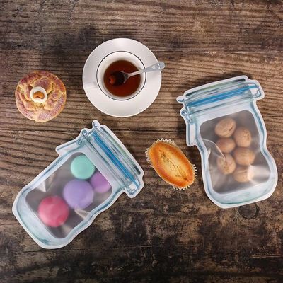 Fabrikpreis-Mason Jar Shape Storage Bags-Imbiss-Süßigkeits-frische Reißverschluss-Dichtungs-Nahrungsmittelwiederverwendbarer Fastfood- Organisator