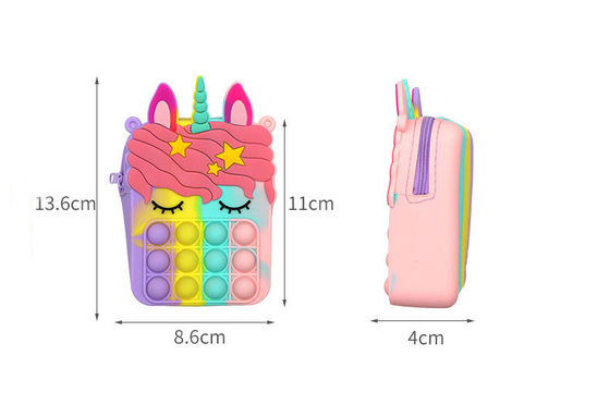 Unruhe-Stoß sprudelt quer- Leichensack des Toy Rainbow Unicorn Coin Purse-Geldbörsen-Damen-Silikons