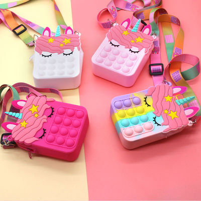 Unruhe-Stoß sprudelt quer- Leichensack des Toy Rainbow Unicorn Coin Purse-Geldbörsen-Damen-Silikons
