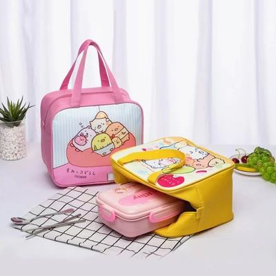 Karikatur-Kinder essen isolierte das Kühltasche-Segeltuch-wasserdichtes reizendes Thermal zu Mittag