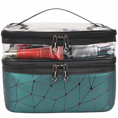 Heiße Verkaufskosmetiktasche mit 2 Schicht für doppelte Reißverschlüsse
