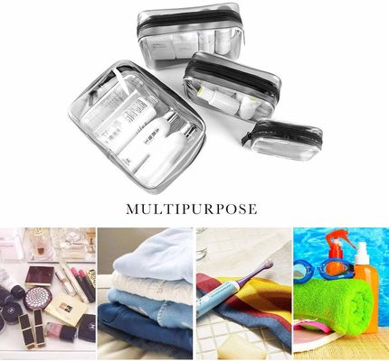 Klare Kosmetiktasche wasserdichtes PVC machte Toilettenartikel-Carry Pouch Portable Makeup Bag-Organisator Bag Set für Reise Reißverschluss zu