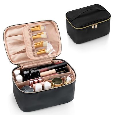 Damen tragbare cosmeticbags wasserdichte Doppelschichtreißverschluss-Reisekosmetiktasche mit Griff
