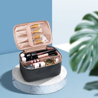 Damen tragbare cosmeticbags wasserdichte Doppelschichtreißverschluss-Reisekosmetiktasche mit Griff