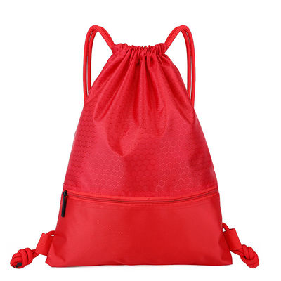 Kundenspezifische wiederverwendbare tropische Zug-Einkaufsnetz-Zugschnur-Polyester-Schultasche für im Freien