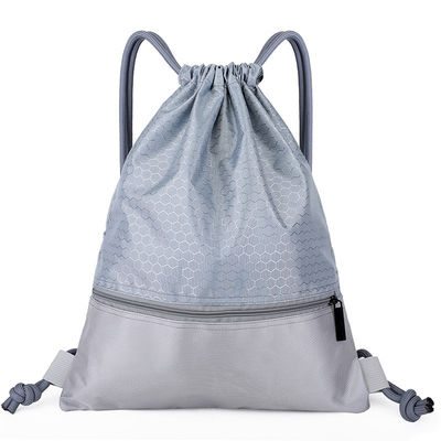 Kundenspezifische wiederverwendbare tropische Zug-Einkaufsnetz-Zugschnur-Polyester-Schultasche für im Freien