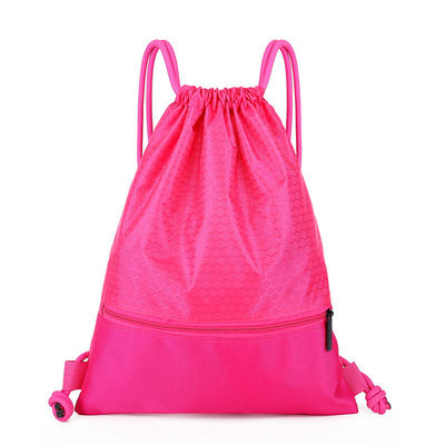 Kundenspezifische wiederverwendbare tropische Zug-Einkaufsnetz-Zugschnur-Polyester-Schultasche für im Freien