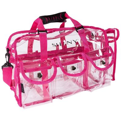 Rosa klare PVC-Kosmetiktasche - großer Berufsmaskenbildner Rectangular Tote mit Bügel