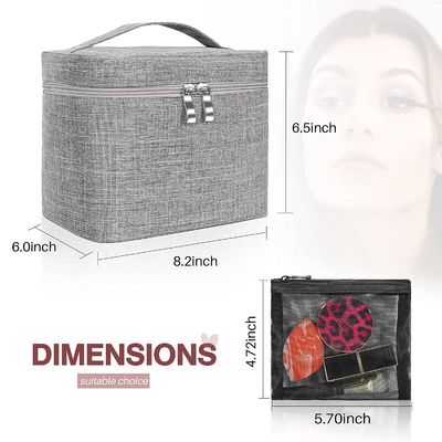 Wasserdichte und stoßsichere Kosmetiktasche-Reise-Kosmetiktasche-Speicher-Tasche mit Mesh Bag Brush Holder Makeup sacken der Frauen ein