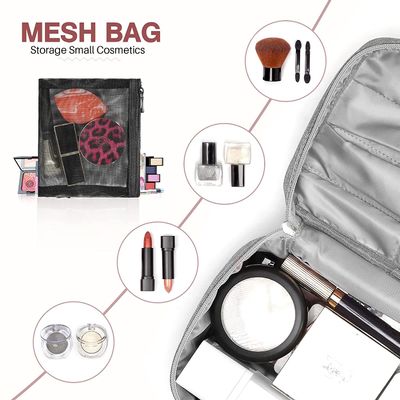 Wasserdichte und stoßsichere Kosmetiktasche-Reise-Kosmetiktasche-Speicher-Tasche mit Mesh Bag Brush Holder Makeup sacken der Frauen ein