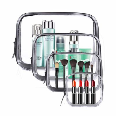 Klare Kosmetiktasche, 4 PC wasserdichtes PVC machte Toilettenartikel-Carry Pouch Portable Makeup Bag-Organisator Bag Set Reißverschluss zu