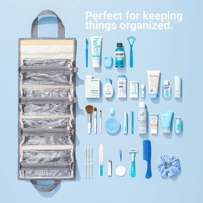 Lagerkapazitätskulturtaschen 4kits hängender Organisator der Rollen--Obenkosmetiktasche-/Toilettenartikel-Ausrüstungs-/Reise für Frauen