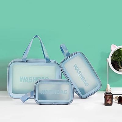 Klare Kulturtasche 3 PCS-Make-upkosmetik-transparente Reise-Wäsche-Tasche für Frauen