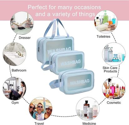 Klare Kulturtasche 3 PCS-Make-upkosmetik-transparente Reise-Wäsche-Tasche für Frauen