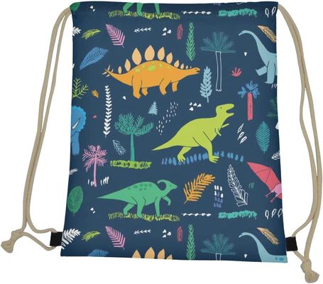 Karikatur-Dinosaurier-Jungen-Schultasche-leichte tragbare Dinosaurier-Turnhallen-Zugschnur-Taschen für Reise-Sport
