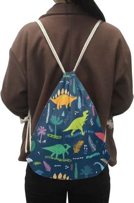 Karikatur-Dinosaurier-Jungen-Schultasche-leichte tragbare Dinosaurier-Turnhallen-Zugschnur-Taschen für Reise-Sport