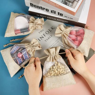Leichte dauerhafte Leinwand-bloße Taschen-Zugschnur-Geschenk-Taschen-Schmuck-Beutel für Süßigkeits-Hochzeitsfest-Bevorzugung