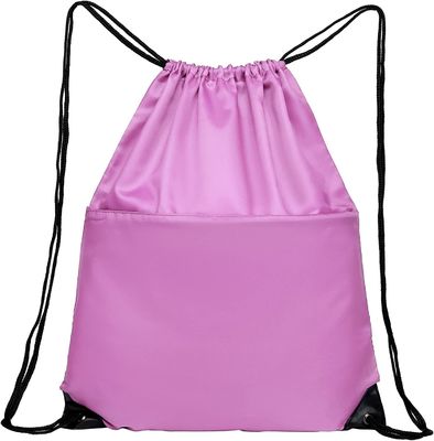 faltbare des Sport-210D Reißverschluss-Seiten-Nylontasche Turnhallen-Zugschnur-Tote Bag-Satz Sack-W für die Mann-Frauen rosa