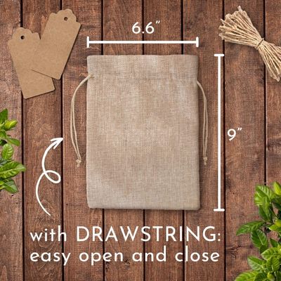 Zoll der Leinwandzugschnurtaschen 6.6x9 mit 50 Umbauten und 50 Umbauten. Leinensäcke für alle Gelegenheiten. Wiederverwendbare Geschenktaschen