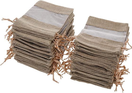 Leinwand-bauscht sich bloßes Taschen-Organza-Taschen-Leinensack-Geschenk mit Zugschnur, für Hochzeitsfest-Bevorzugungs-kosmetische Proben Mesh Pouch