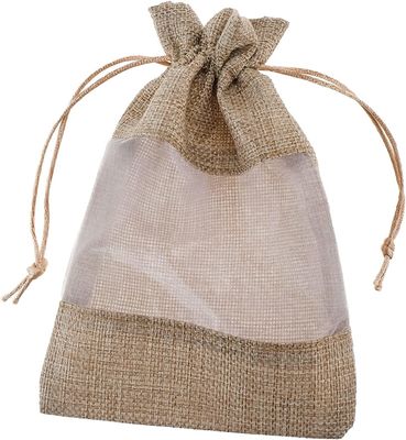 Leinwand-bauscht sich bloßes Taschen-Organza-Taschen-Leinensack-Geschenk mit Zugschnur, für Hochzeitsfest-Bevorzugungs-kosmetische Proben Mesh Pouch