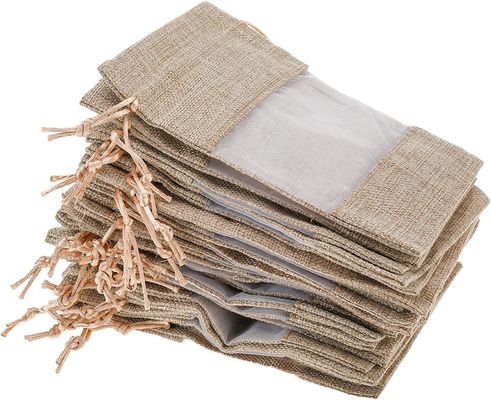 Leinwand-bauscht sich bloßes Taschen-Organza-Taschen-Leinensack-Geschenk mit Zugschnur, für Hochzeitsfest-Bevorzugungs-kosmetische Proben Mesh Pouch