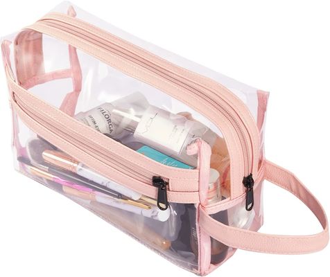 Rosa klare Kulturtasche für Frauen, Reise-wasserdichter kosmetischer Make-uporganisator Bag für Shampoo, Toilettenartikel-Zusätze