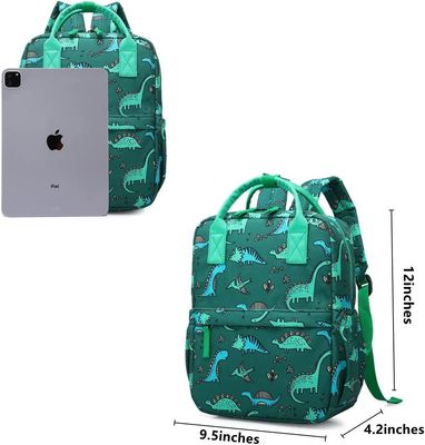 Rucksack-Dinosaurier-Unicorn School Book Bag Boys-Kinderkindergarten-Kindertagesstätten-Reise-Tasche mit Brustgurt (grünes Di