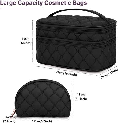 Make-upbilden tragbare Reise-Kosmetiktasche mit wasserdichten Griff-der großen Doppelschicht-Kulturtasche 2Pcs Tasche für Frauen