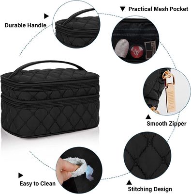 Make-upbilden tragbare Reise-Kosmetiktasche mit wasserdichten Griff-der großen Doppelschicht-Kulturtasche 2Pcs Tasche für Frauen