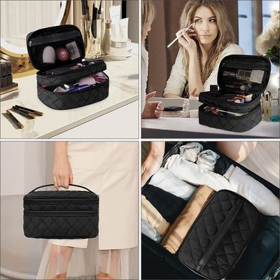 Make-upbilden tragbare Reise-Kosmetiktasche mit wasserdichten Griff-der großen Doppelschicht-Kulturtasche 2Pcs Tasche für Frauen