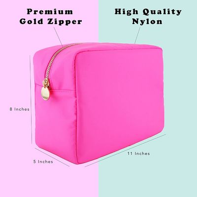 Große Kosmetiktasche - Reise-Kulturtasche für Frauen - rosa Kosmetiktasche - großer Make-upbeutel - kosmetischer NylonBeutel