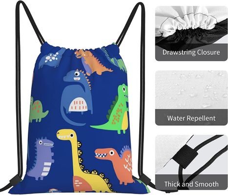 Zugschnur-Rucksack-Zugschnur-Taschen für Kindermädchen-Jungen-Teenager-Turnhallen-Tanz-Einkaufsnetze sind wasserdichte Dinosaurier sperrig