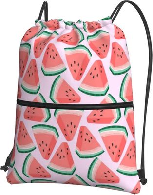 Wassermelonen-Zugschnur-Turnhallen-Rucksack-Tasche imprägniern für Mann-Frauen mit Taschen