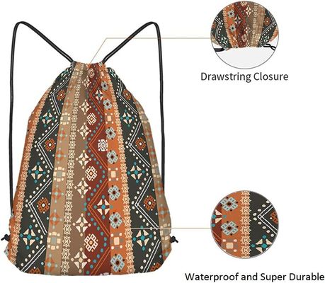 ZUGSCHNUR-Taschen-Rucksack-böhmische Art Stammes- Art Batik Seamless Pattern Boho Blumen