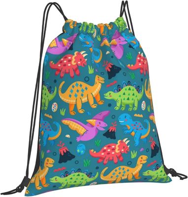 Zugschnur-Rucksack-Zugschnur-Taschen für Kindermädchen-Jungen-Teenager-Turnhallen-Tanz-Einkaufsnetze sind wasserdichter Dinosaurier sperrig