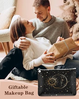 Wasserdichte Kosmetiktasche-Kosmetiktasche für Frauen-kleine Kosmetiktasche für Geldbeutel, Sun und Mond-Geschenk-Make-upbeutel
