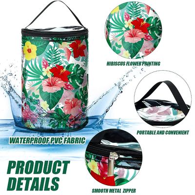 Klare Strand-Kosmetiktasche-wasserdichte Kulturtasche PVC-Kosmetiktasche mit Strand-Überlebensschildkröte Segelboot-hawaiischem Blumen
