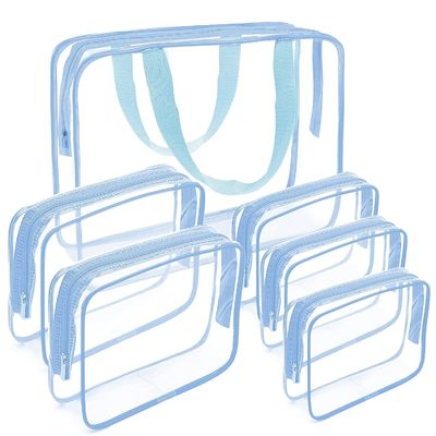 Transparente Kosmetik-Make-up-Taschen Set Transparentes PVC mit Reißverschluss Handgriff Portable Reisen